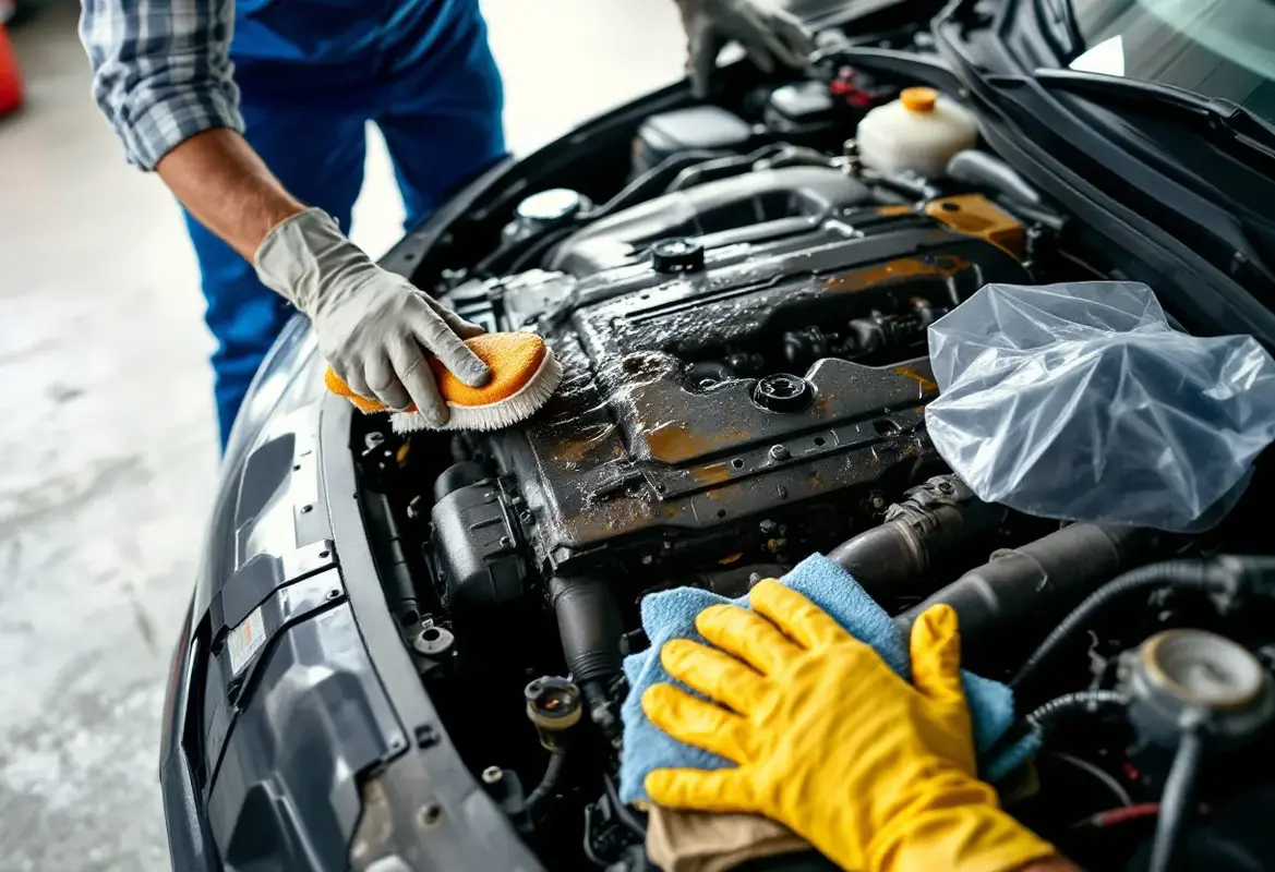 Comment nettoyer un moteur de voiture plein d'huile